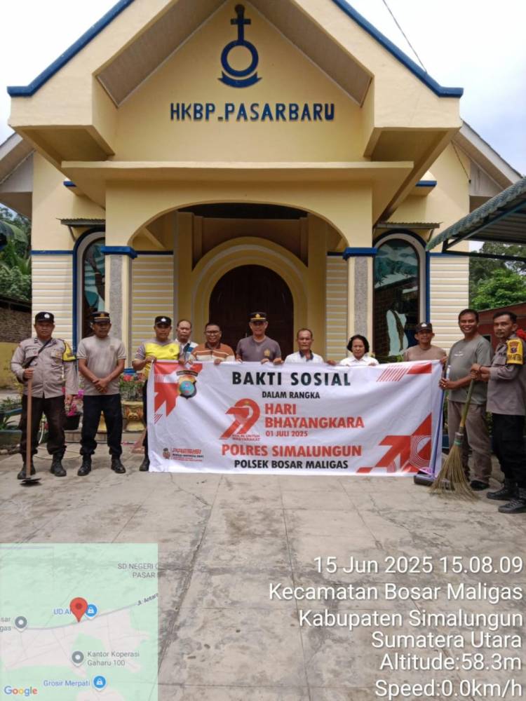 Polsek Bosar Maligas Gelar Bakti Sosial dan Bantuan Sosial Sambut HUT Polri ke-79