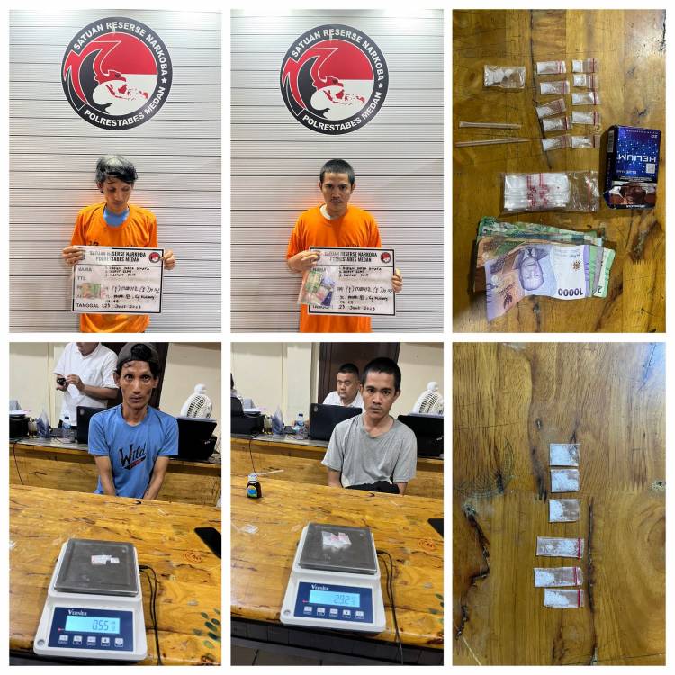 Polisi Sergap 2 Orang Pemuda Pengedar Sabu di Jalan Pasar III Medan