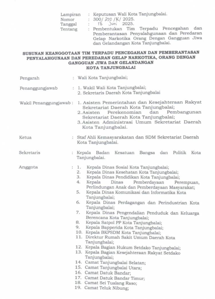 Pemkot Tanjungbalai Bentuk Tim Terpadu P4GN, dan Penanganan ODGJ Gelandang