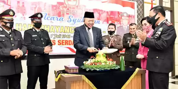 Syukuran HUT Bhayangkara di Polres Sergai Digelar Secara Sederhana