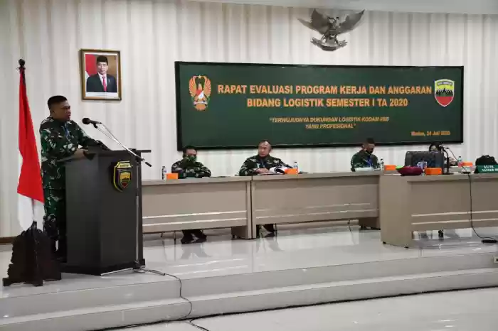 Aslog Kasdam I/BB Pimpin Rapat Evaluasi  Program Kerja dan Anggaran Bidang Logistik Semester I TA 2020