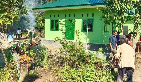 Sudah Rampung, Satgas TMMD Kodim 0204/DS Lanjutkan Pembenahan Halaman Musholla Al Kahfi