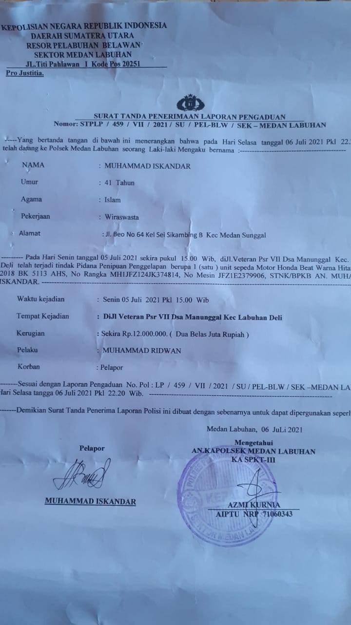 Ditawari Pekerjaan, Honda Beat Iskandar  Digelapkan