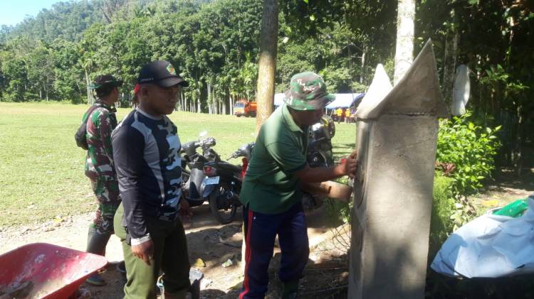 Dan SSK Satgas Langsung Saksikan Pembuatan Tugu TMMD/N ke 111