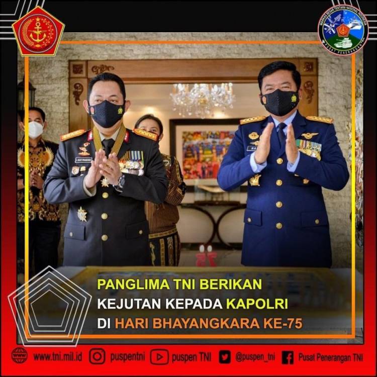 Panglima TNI Berikan Kejutan Kepada Kapolri, di Hari Bhayangkara ke-75