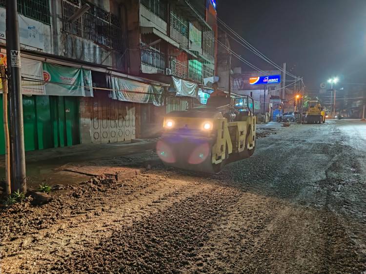 Jalan AR Hakim Kawasan Pasar Suka Ramai Mulai Diperbaiki