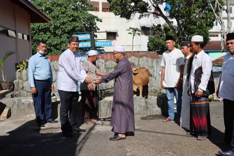 Kapolres Padangsidimpuan Serahkan Hewan Kurban dari Kapolda Sumut ke Ketua MUI