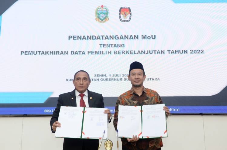 Gubernur dan Ketua KPU Sumut Teken Kerja Sama Pemutakhiran Data Pemilih Berkelanjutan