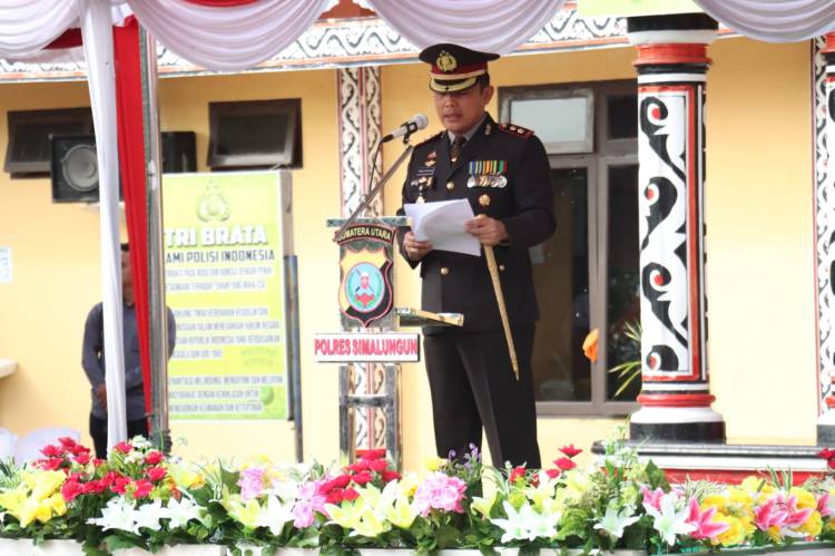 Pimpin Upacara Hari Bhayangkara Ke 77 Kapolres Simalungun Bacakan Amanat Kapolda Sumut