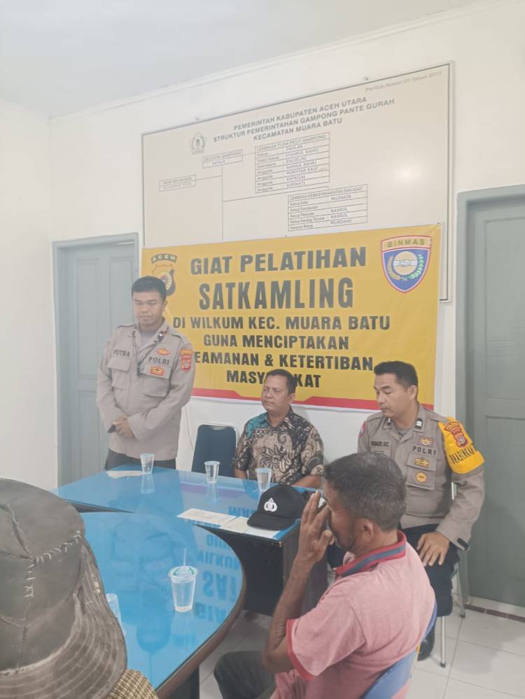Personel Polsek Muara Batu Beri Pelatihan Tentang Satkamling di Pante Gurah