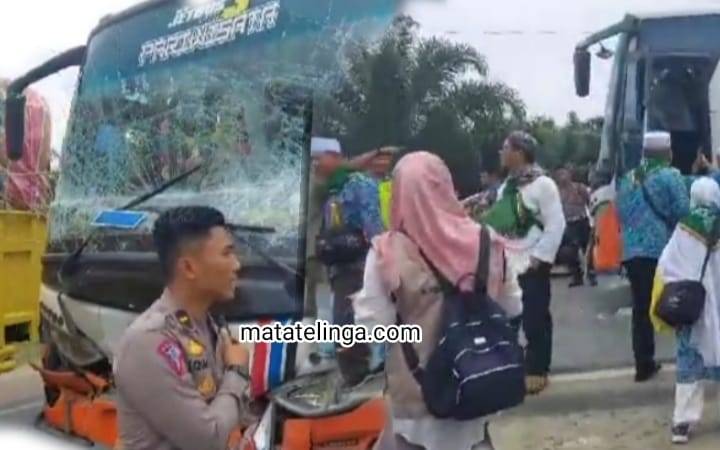 Bus Penumpang Jamaah Haji Kloter 3 Asahan Mengalami Kecelakaan