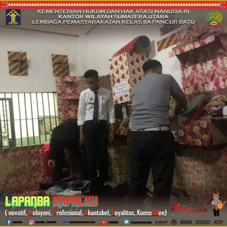 Deteksi Dini Gangguan Kamtib, Lapas Pancur Batu Kanwil Kemenkumham Sumut Laksanakan Razia Rutin Blok Hunian WBP