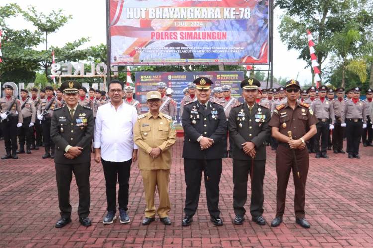 Kapolres Simalungun Pimpin Upacara Peringatan HUT Bhayangkara ke-78, Berlangsung Khidmat