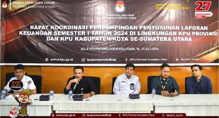 KPU Sumut Gelar rapat koordinasi dalam penyusunan laporan keuangan semester I tahun 2024