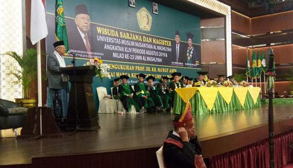Wakil Presiden terpilih KH Ma'ruf Amin Terpilih, Hadiri Wisuda UMN di selecta Medan