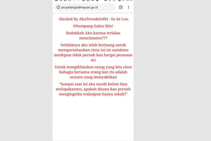 Situs Pengadilan Negeri Padangsidempuan Diretas