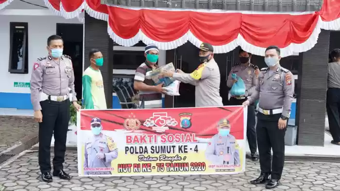 Meriahkan HUT ke 75 RI,  Polres Simalungun Salurkan Sembako Kepada Masyarakat