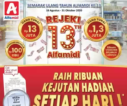Semarak Ulang Tahun ke 13, Alfamidi Bagikan Voucher Belanja Setiap Hari