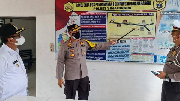 Kapolres dan Wakil Bupati Simalungun Cek Langsung Posko Penyekatan