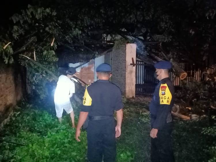 Brimob Polda Sumut Bantu Proses Pembersihan Bencana Angin Puting Beliung