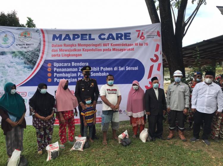Tanam 2000 Pohon dan Bagikan Paket Sembako ke Masyarakat, MAPEL dan MUSPIKA Biru Biru Berbagi di HUT ke-76 RI