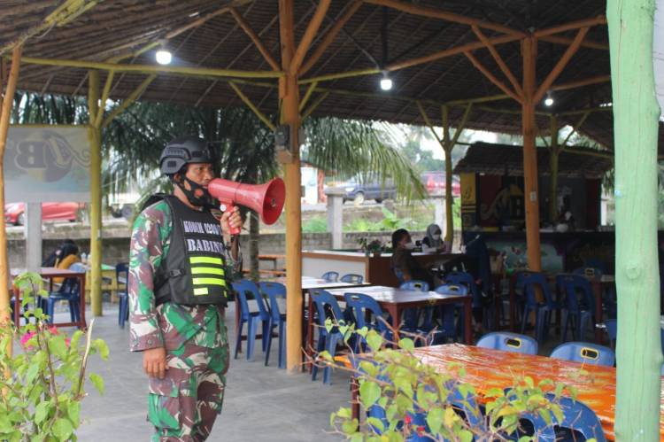 Kodim 0209/LB Gelar Patroli Himbauan PPKM Di Seputaran Rantauprapat