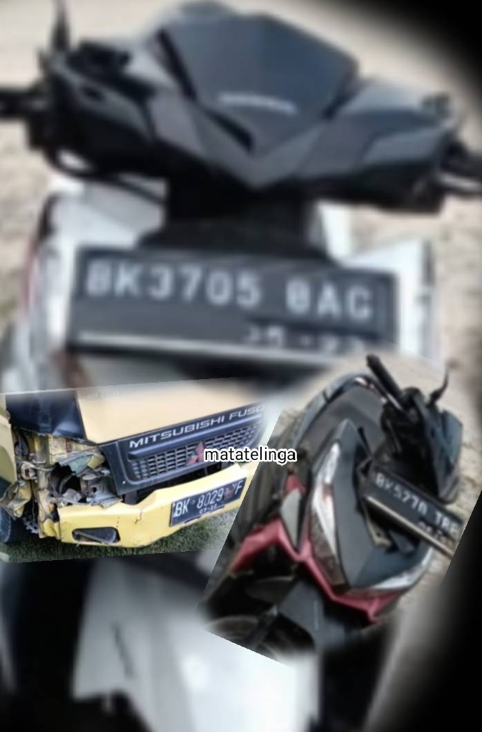 Dump Truck Colt Diesel Libas Dua Sepeda Motor Di Jalinsum Asahan