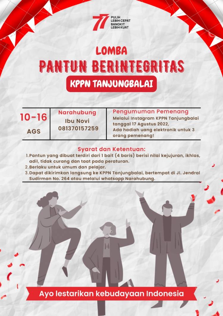 KPPN Tjb Gelar Lomba Pantun Berintegritas untuk Millenial
