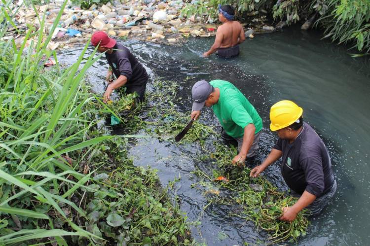 Kecamatan Medan Helvetia Gotong Royong Bersihkan Sungai Bederah
