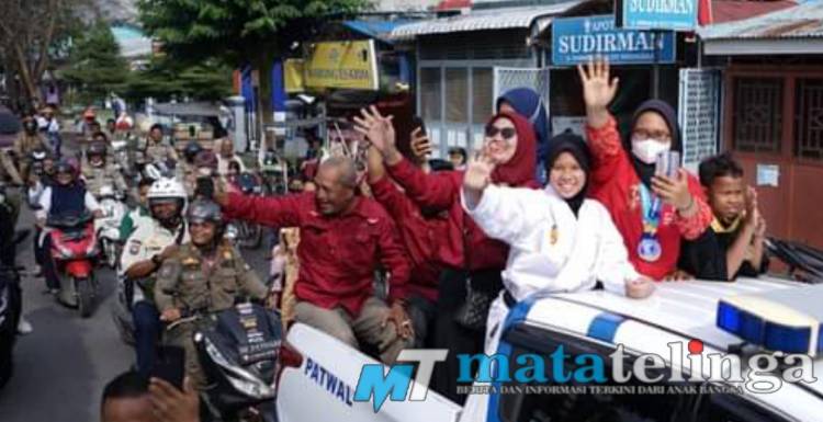 Raih Medali, kepulangan 3 Atlet Tanjungbalai diarak keliling Kota