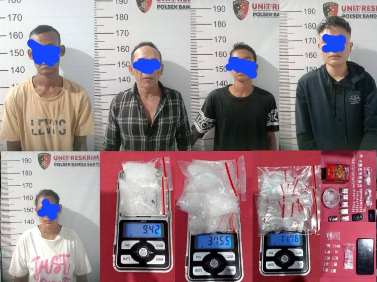 Personel Polsek Banda Sakti Ciduk 5 Tersangka Pengedar Narkotika