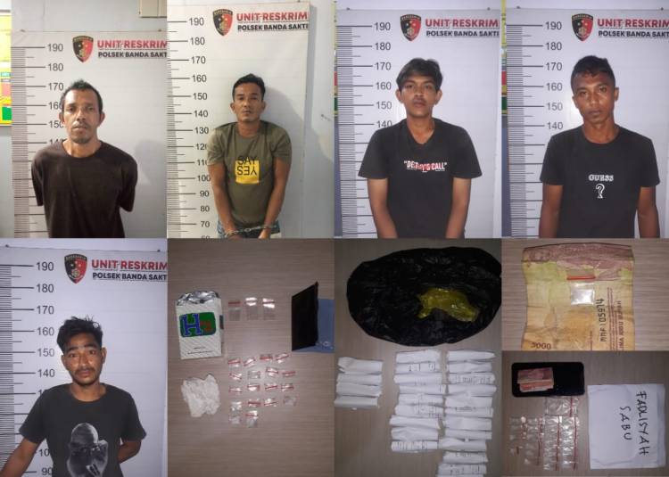 Personel Polsek Banda Sakti Ringkus Lima Tersangka Penjual Narkotika