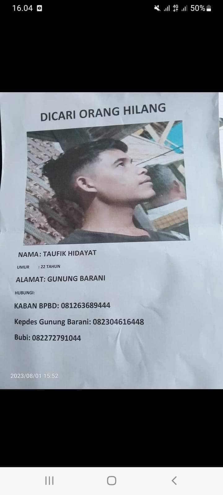 Keluarga Panik, Taufik Hilang Misterius