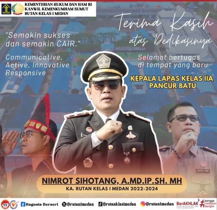 Nimrot Sihotang Pindah Tugas Ke Lapas II A Pancur Batu