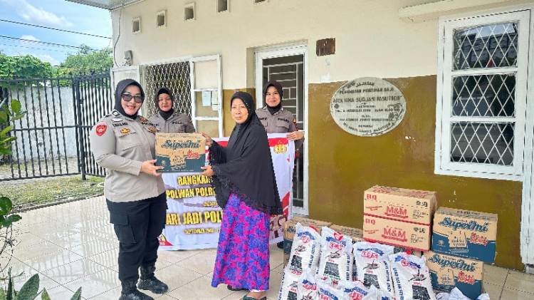 Polwan Medan Baru Gelar Bhakti Sosial di Panti Asuhan Sambut HUT ke-76
