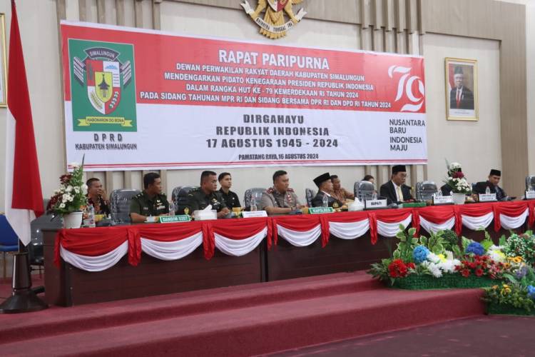 Kapolres Bersama Forkopimda Simalungun Antusias Ikuti Pidato Kenegaraan Presiden Jokowi