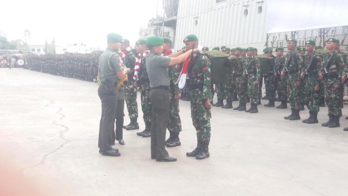 Pangdam l/ BB menyambut kedatangan Satgas Yonif 126 