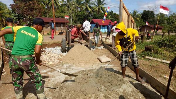 Karya Bakti Satgas Pamtas RI-PNG di Kampung Toray Papua