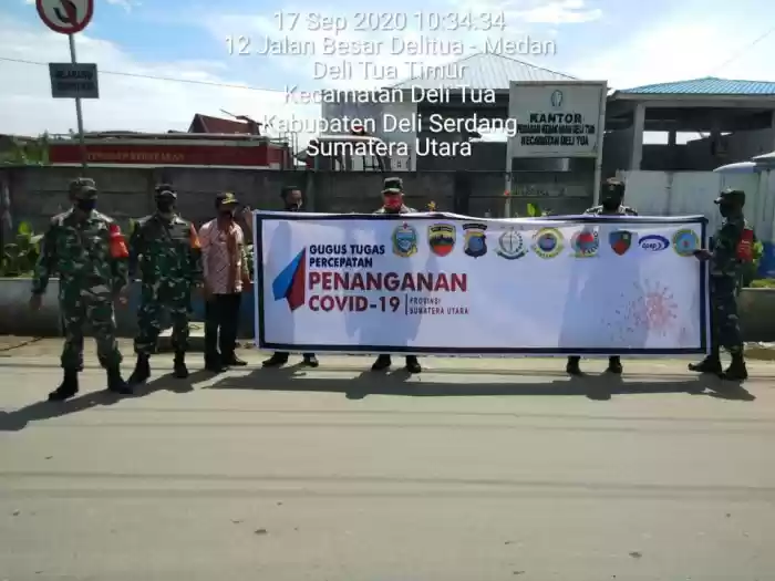 Koramil 0201-15/DT Laksanakan Himbauan dan Bagi-bagi Masker