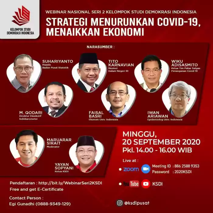 KSDI Kembali Gelar Webinar Nasional Kedua dengan Tema Strategi Menurunkan Covid-19 dan Menaikkan Ekonomi