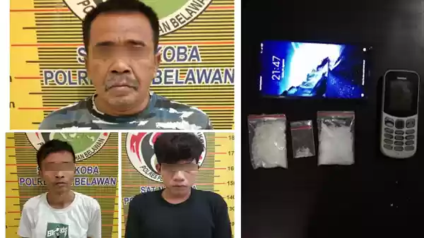Polres Pelabuhan Belawan Ciduk 3 Pengedar Sabu di Mabar Hilir 