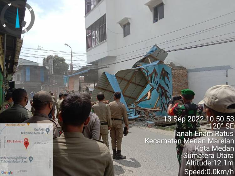 Kini Giliran Bangunan Yang Berdiri Diatas Drainase Di Kec. Medan Marelan Ditertipkan Pemko Medan