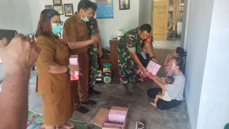 Dukung Program Kasad,Danramil 11/Tanjung Pura Menjenguk Anak Stunting di Wilayah Binaan