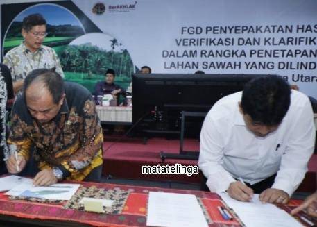 Berita Acara Verifikasi dan Klarifikasi Penetapan Lahan Sawah yang Dilindungi Ditanda Tangani Wabup Asahan