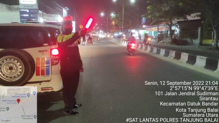 Antisipasi Kelangkaan BBM Personil Satlantas Polres Tanjungbalai Laksanakan Patroli ke SPBU di Kota Tanjungbalai