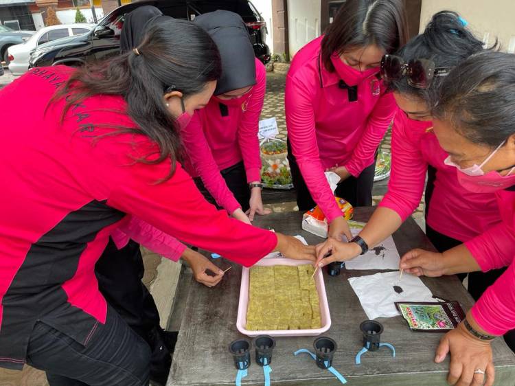 Manfaatkan Lahan Minim, Bhayangkari Ranting Medan Baru Budidaya Tanaman Hidroponik