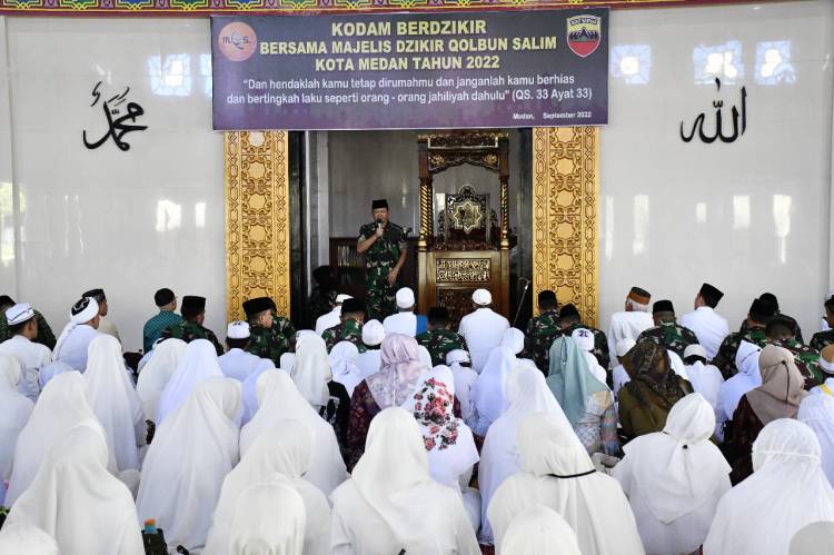 Eratkan Ukuwah Islamiyah, Kodam I/BB Gelar Dzikir Bersama Majelis Dzikir Qolbun Salim