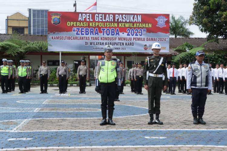 Polres Tanah Karo Laksanakan Apel Gelar Pasukan Ops Zebra Toba 2023