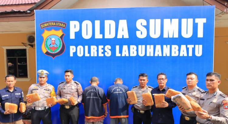 Gagalkan Pengiriman dari Medan, Polres Labuhanbatu Tangkap Tangan Kurir Ganja asal Riau