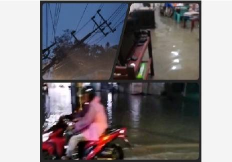 Banjir  dan Angin Kencang  Melanda Kota  Rantauprapat